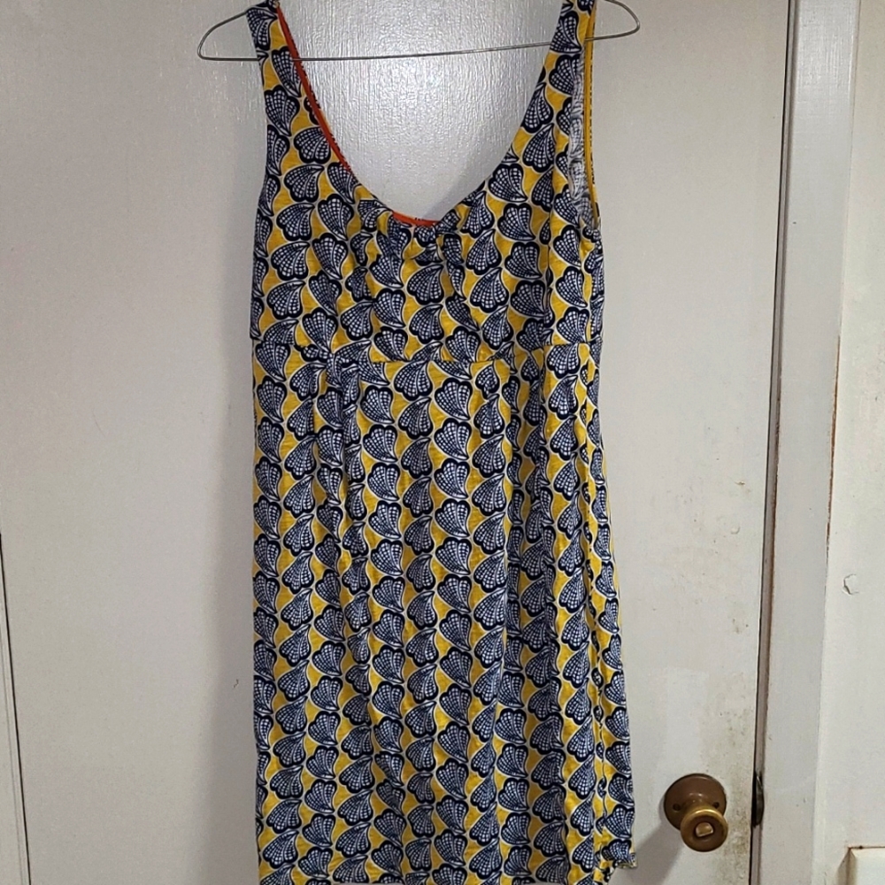 Boden  Yellow Navy Blue Seashell Knit  Dress